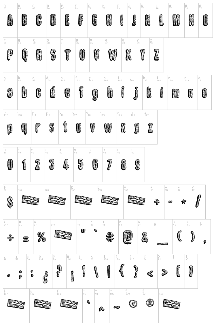 Sketch Wall font map